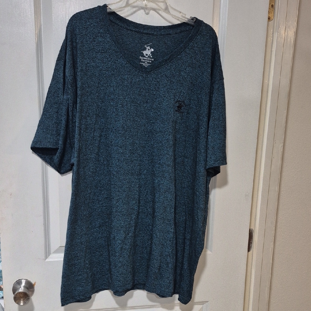 Beverly Hills Polo Club Heathered Blue V-Neck Tee